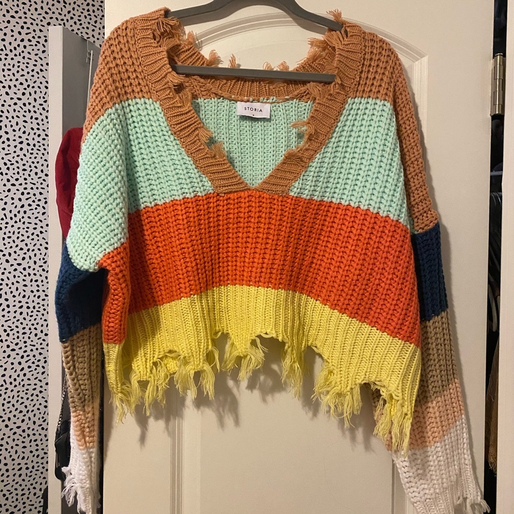 Multicolored Cropped Sweater